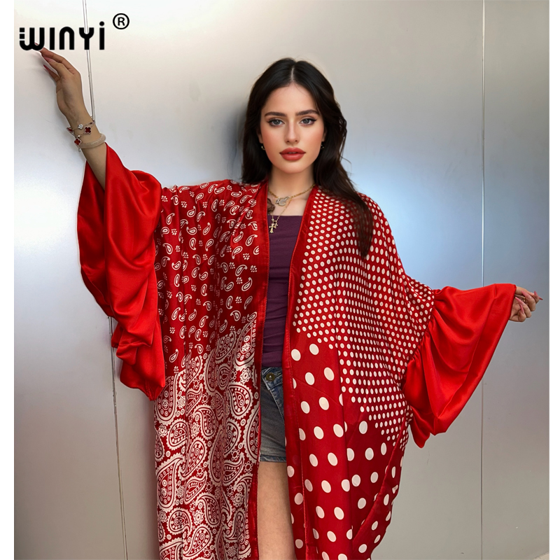 Cover Up Kaftan - ชุดคลุมกิโมโนฤดูร้อน WINYI สำหรับงานปาร์ตี้ ชุดชายหาด ชุดคลุมชุดว่ายน้ำ สไตล์แอฟริกัน