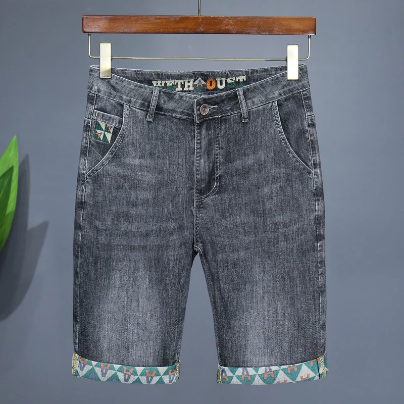 Levis Jeans 501 - ฤดูร้อนใหม่กางเกงยีนส์ผู้ชายกางเกงขาสั้นบางพิมพ์แฟชั่นบุคลิกภาพสั้นกางเกงชายStreetwearเบอร์มิวดาตรงยืดกางเกงยีนส์สั้น