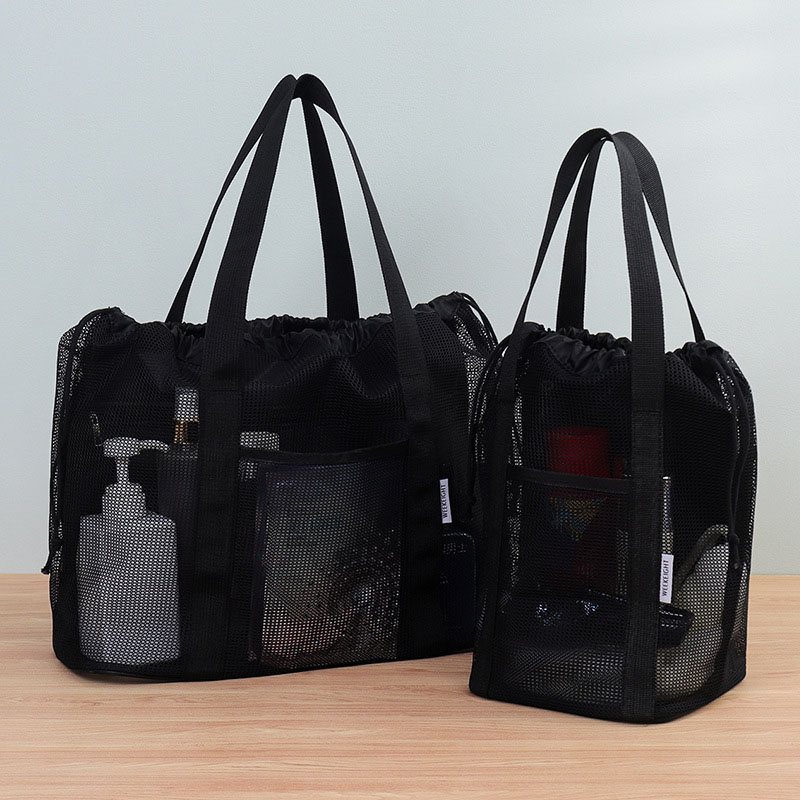 Tote Bag Beach - กระเป๋าชายหาดความจุขนาดใหญ่ กระเป๋าเก็บเครื่องสำอางแบบมีช่องระบายน้ำ กระเป๋าอาบน้ำ กระเป๋าเครื่องสำอาง กระเป๋าตาข่ายสำหรับเด็ก