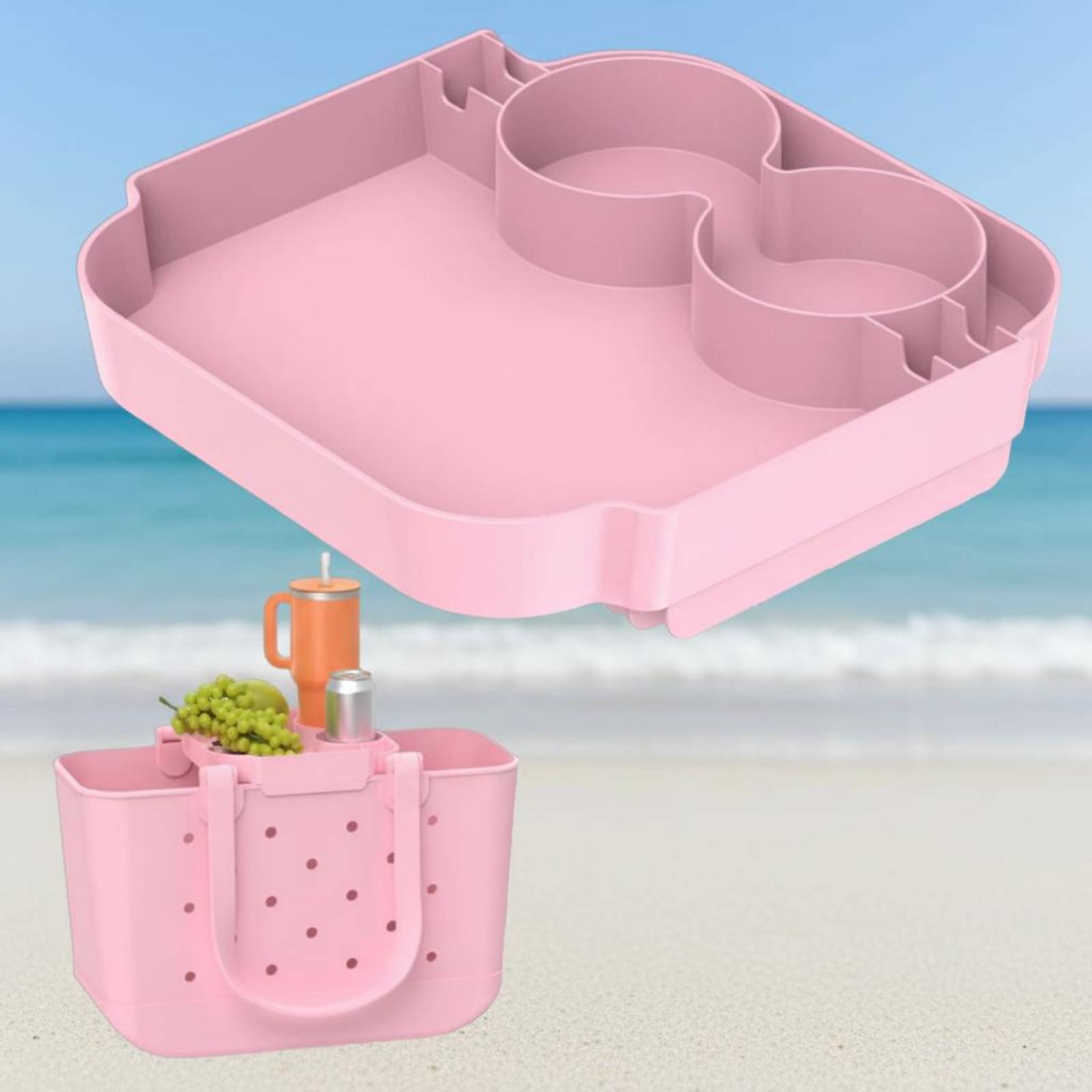 Tote Bag Beach - ถาดใส่กระเป๋าชายหาด ถาดใส่กระเป๋าโททน้ำหนักเบา อุปกรณ์เสริมสำหรับจัดเก็บ ติดตั้งง่าย ดีไซน์หลายช่องสำหรับปิกนิก การเดินทาง