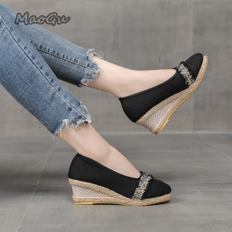 รองเท้าส้นเตารีดแบบสวมสำหรับผู - Wedge Espadrille Women บทวิจารณ์และราคา