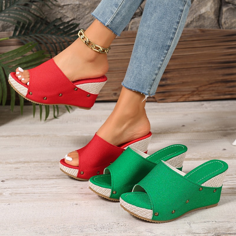 รองเท้าแตะส้นเตารีดแบบสวมสำหรั - Wedge Espadrille Women บทวิจารณ์และราคา