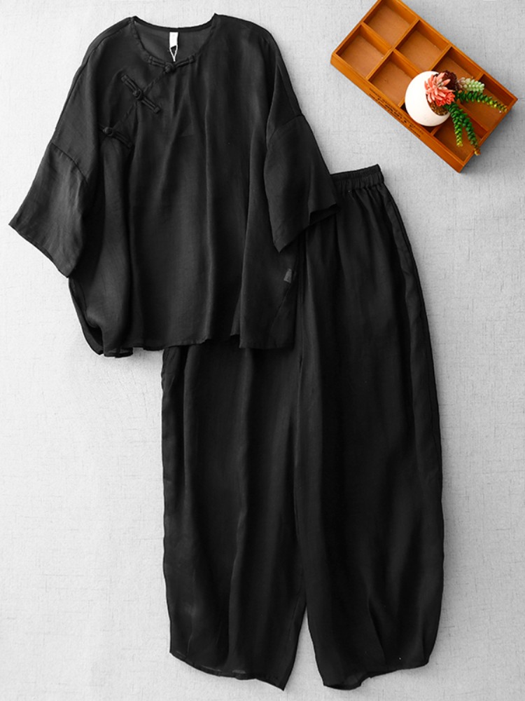 ชุดสูทผ้าฝ้ายผ้าลินินสไตล์เซนจ - Linen Pant Wide บทวิจารณ์และราคา