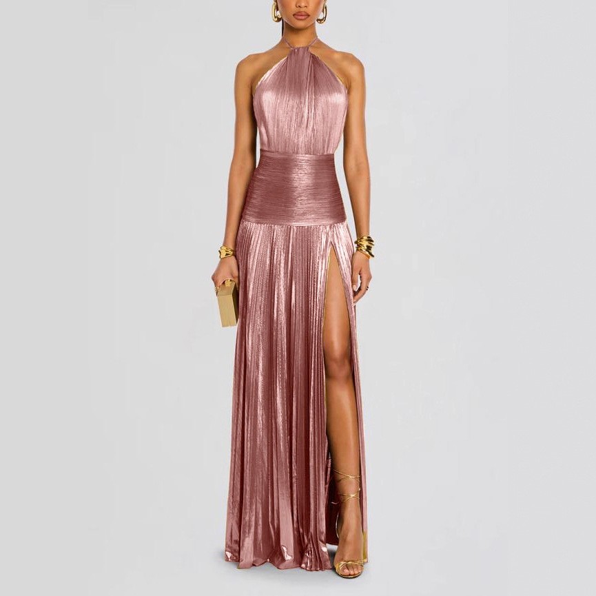 ชุดเดรสออกงานหรูหรา แขนกุด ยาว - Maxi Dress Halter บทวิจารณ์และราคา