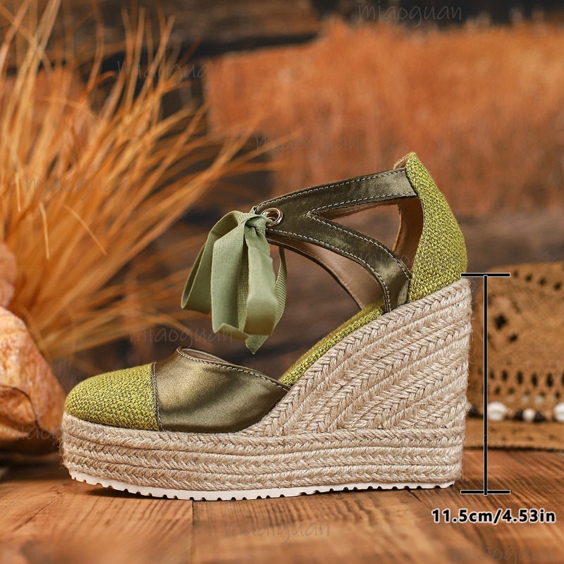 รองเท้าส้นเตารีดแบบสวมหัวมนสำห - Wedge Espadrille Women บทวิจารณ์และราคา