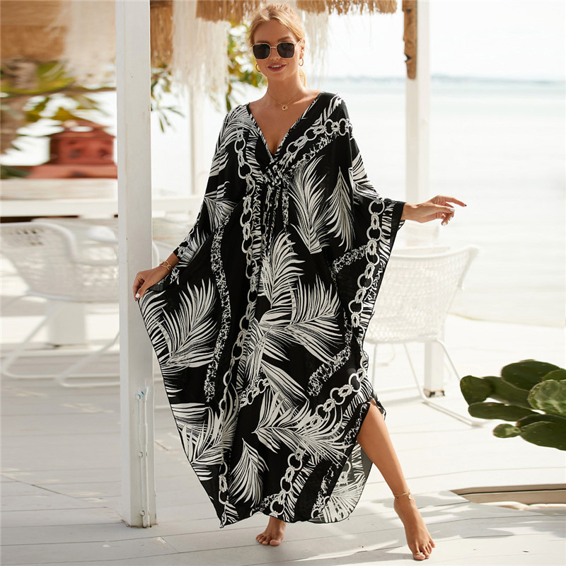 ผู้หญิงขนาดบวกสัตว์พิมพ์คอวี B - Cover Up Kaftan บทวิจารณ์และราคา