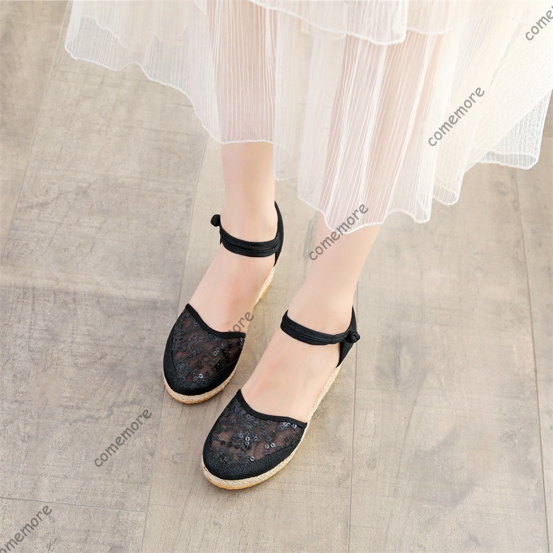 รองเท้าส้นเตารีดแบบสานตาข่ายสำ - Wedge Espadrille Women บทวิจารณ์และราคา