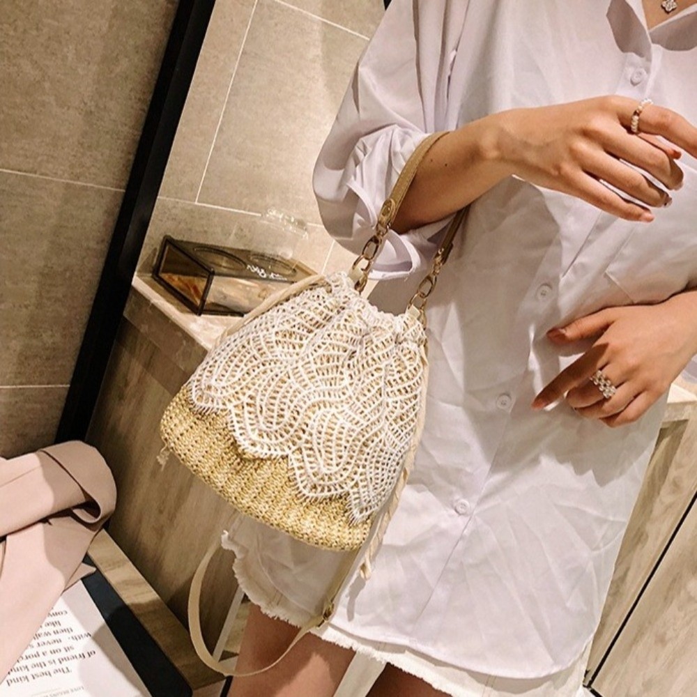 กระเป๋าสะพายไหล่ลายลูกไม้แบบพก - Tote Bag Beach บทวิจารณ์และราคา
